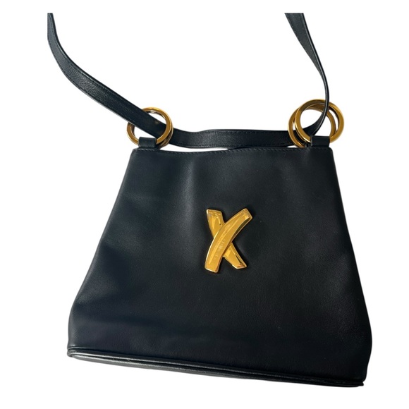Paloma Picasso Handbags - Paloma Picasso Black Convertible Shoulder/Crossbody Bag with Goldtone Details